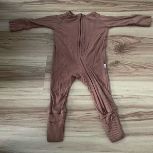 Little Sleepies Caramel Ribbed Zippy - size newborn